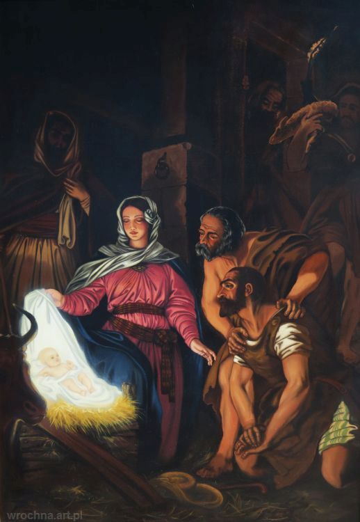 Pokłon pasterzy, Kopia - według Egene Deveria "Pokłon pasterzy"<br>Olej na płótnie