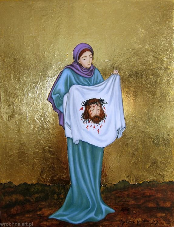 VI, Święta Weronika ociera twarz Pana Jezusa.