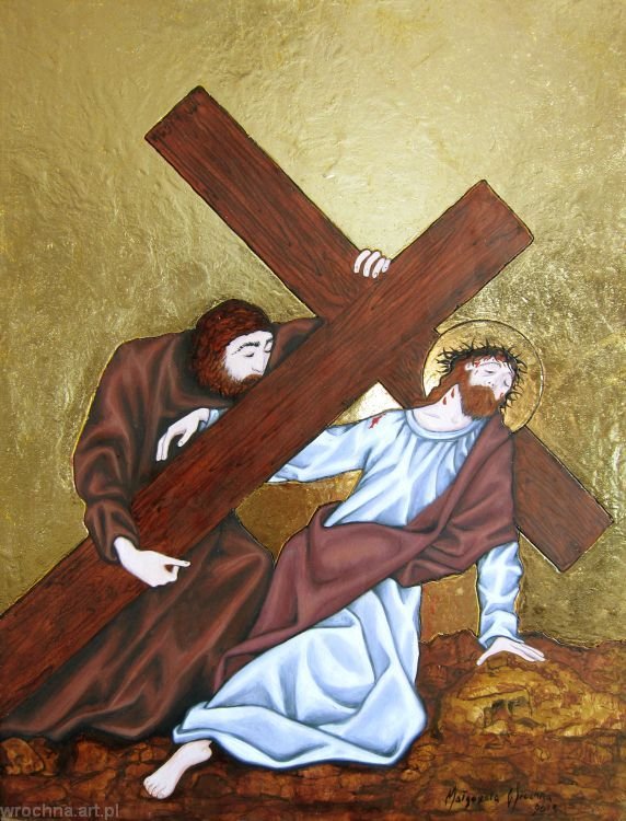 VII, Pan Jezus upada pod krzyżem po raz drugi.