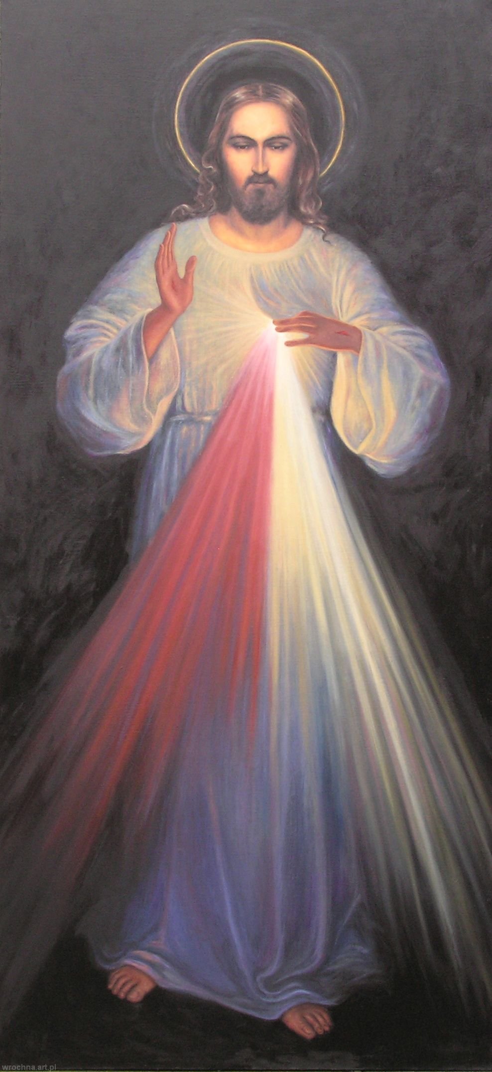 Jezu, ufam Tobie, Kopia - według obrazu "Jezu, ufam Tobie" Eugeniusza Kazimirowskiego.
   Olej na płótnie