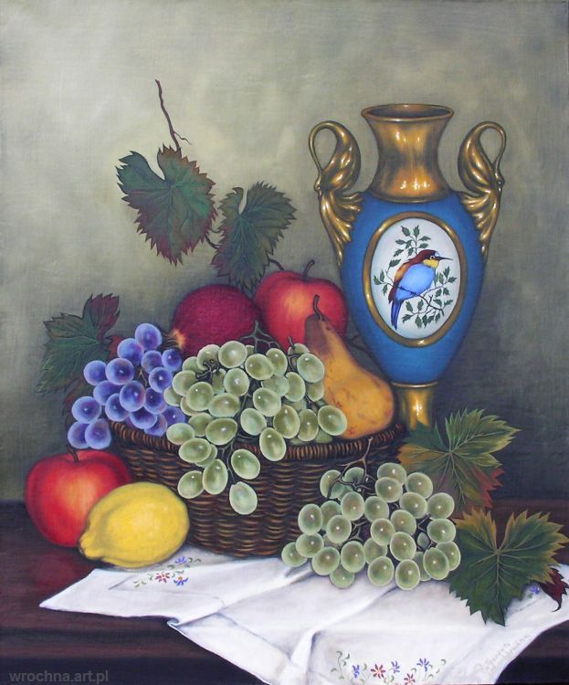 Martwa natura, Olej na płótnie lnianym, 46 x 38 cm.