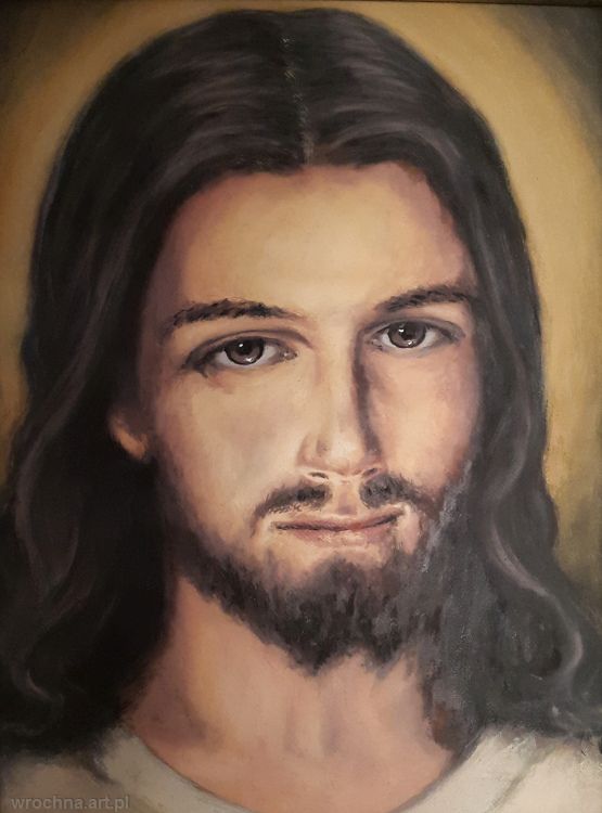 Jezu, ufam Tobie, Kopia fragmentu obrazu "Jezu, ufam Tobie" Adolfa Hyły. Olej na płótnie, 18 x 24 cm.