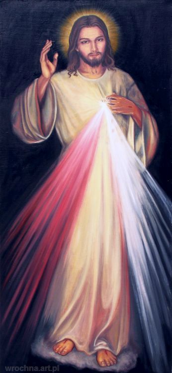 Jezu, ufam Tobie, Kopia - według obrazu "Jezu, ufam Tobie" Adolfa Hyły. Olej na płótnie.