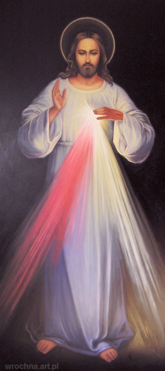 Jezu, ufam Tobie, Kopia - według obrazu "Jezu, ufam Tobie" Eugeniusza Kazimirowskiego.
   Olej na płótnie