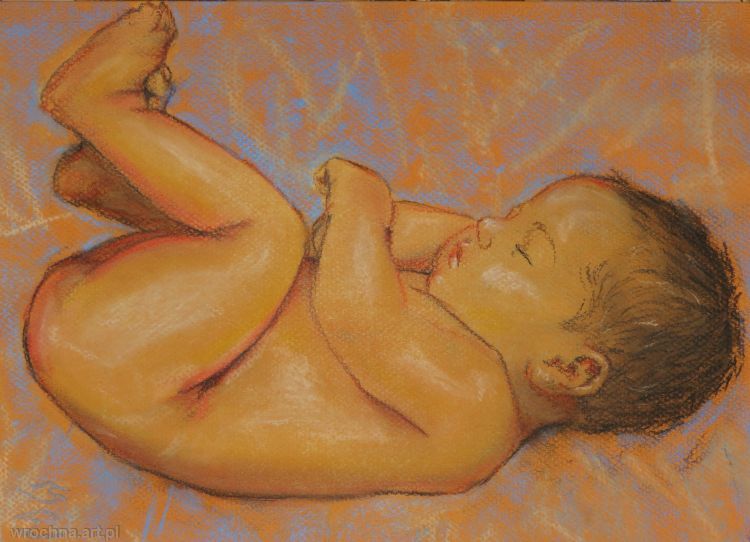 Niemowlę 2, Pastel. Ilustracja do książki.