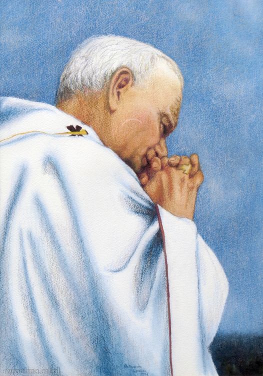 Portret papieża Jana Pawła II, Technika mieszana, 40 x 50 cm