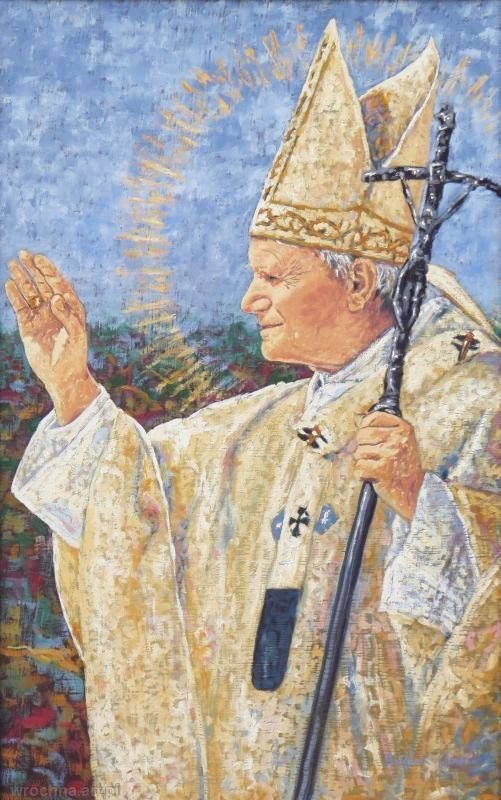 Portret papieża Jana Pawła II, Olej na płótnie lnianym, 84 x 53 cm