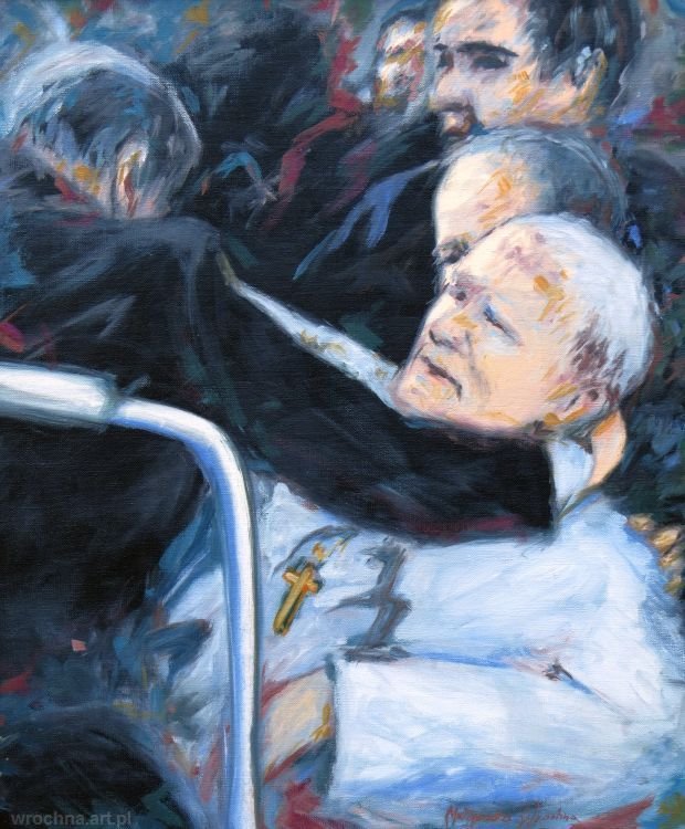 Zamach, Olej na płótnie lnianym, 46 x 55 cm