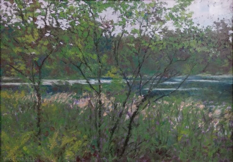 Leśne jezioro, Olej na płótnie