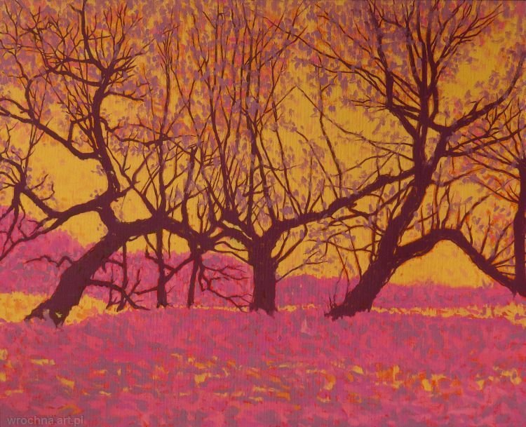 Wierzby, Olej na płótnie lnianym