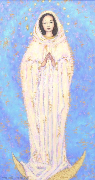 Madonna, Olej na płótnie lnianym, 92 x 50 cm.