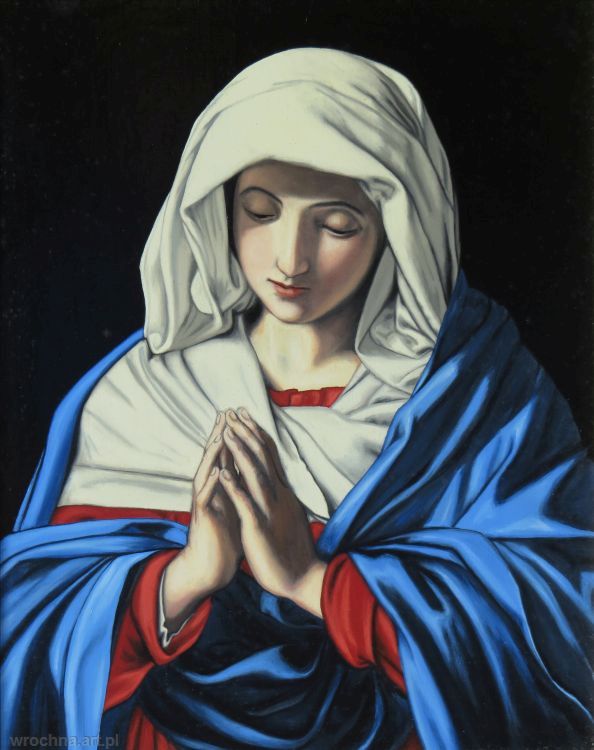 Madonna, Kopia obrazu "Madonna" Sassoferrato.<br>Olej na płótnie lnianym, 55 x 46 cm.