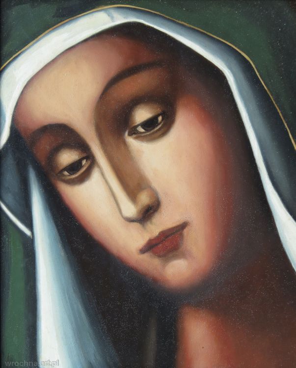 Matka Boża Ostrobramska, Kopia wykadrowana obrazu "Matka Boża Ostrobramska" z Wilna.<br>Olej na płótnie lnianym.