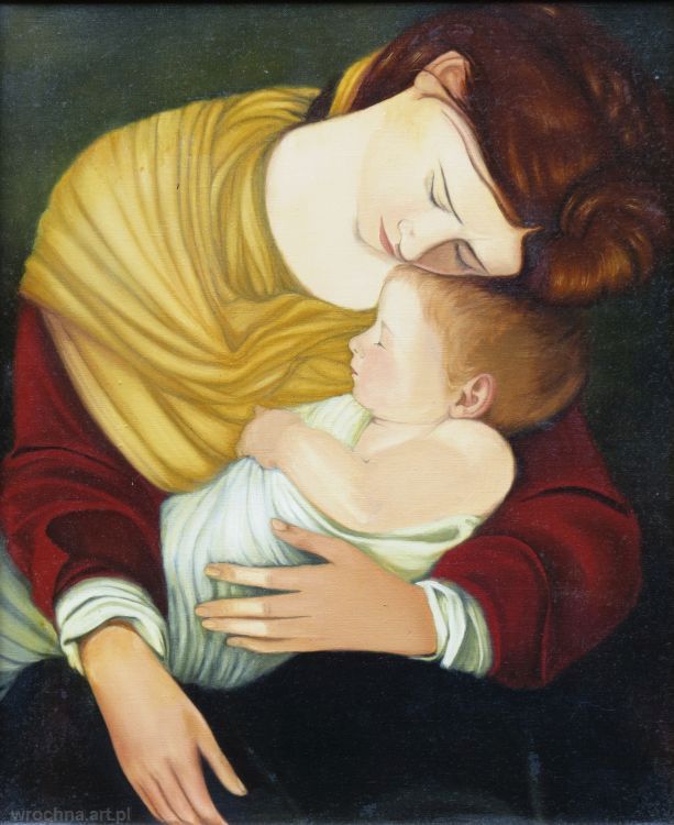 Odpoczynek w czasie ucieczki do Egiptu, Kopia - według Caravaggio "Odpoczynek w czasie ucieczki do Egiptu"<br>Olej na płótnie, 46 x 38 cm.