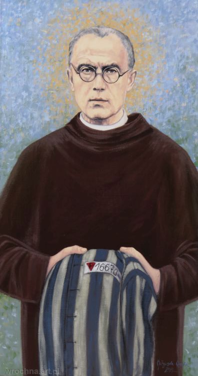 Św. Maksymilian Maria Kolbe, Olej na płótnie.