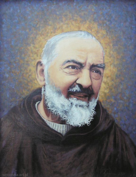 Św. Ojciec Pio, Olej na płótnie.