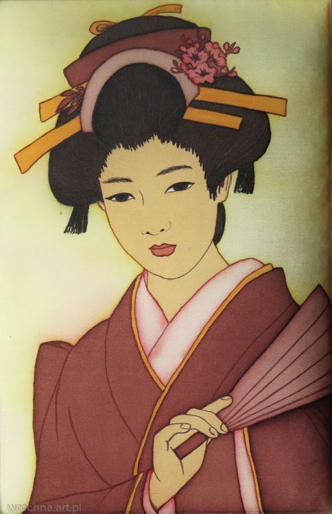 Japonka, Pastisz.<br>Jedwab, 20 x 30 cm.